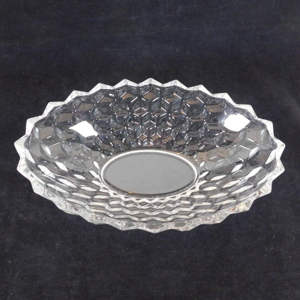 Fostoria American Clear Large Oval Bowl Cube Motif NO RAYS Vintage Made in USA - Picture 7 of 12